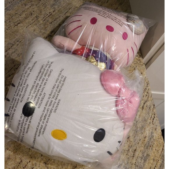 Hello Kitty Fiesta Galaxy Space & Plush Head White Back Pack. Pink White Gold - Picture 12 of 12